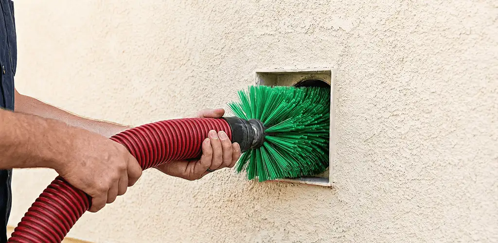 Air duct cleaning brush removing debris from a vent opening in Allentown, PA