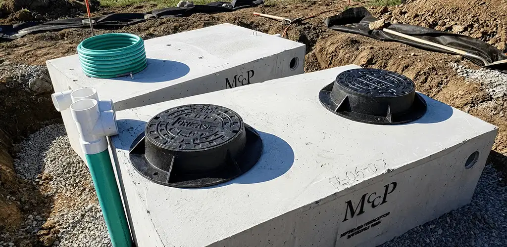 Grease trap installation unit set in place for drainage protection in Allentown, PA