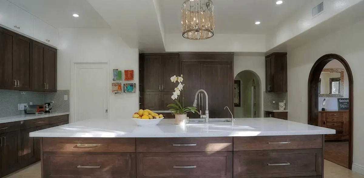 Cabinet refacing project with updated kitchen cabinets and island in Allentown, PA