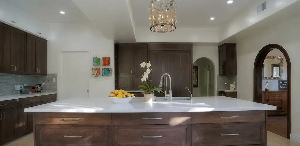Cabinet refacing project with updated kitchen cabinets and island in Allentown, PA