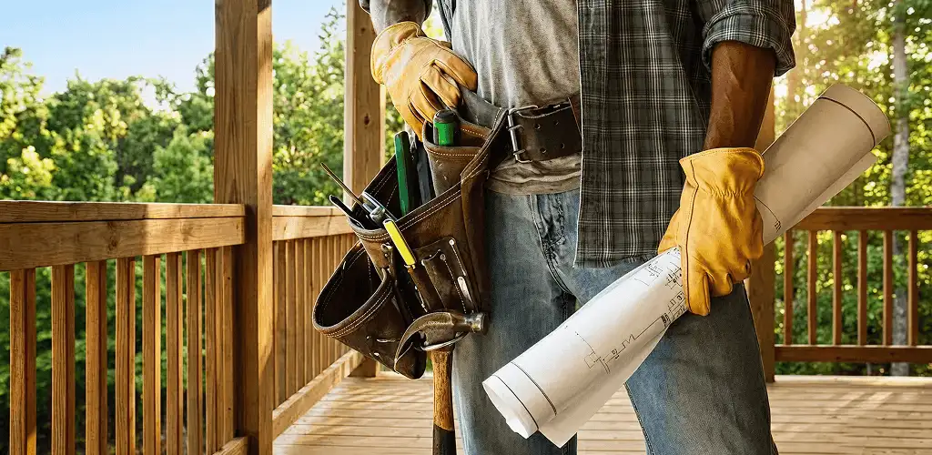 Professional handyman with tool belt ready for home repairs in Allentown, PA