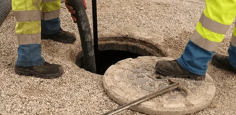 Drain cleaning crew clearing a sewer access point with professional equipment in Allentown, PA